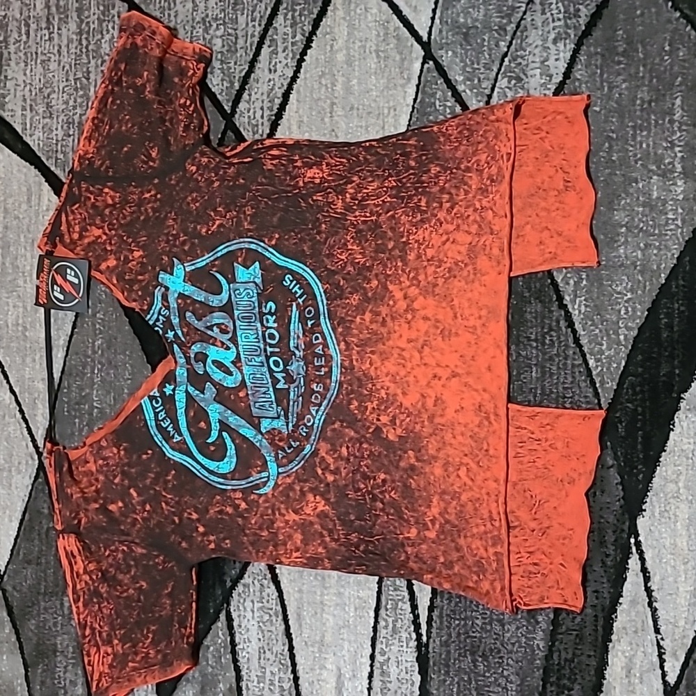 FAST & FURIOUS BY AFFLICTION V-NECK BURN-OUT TEE-SHIRT